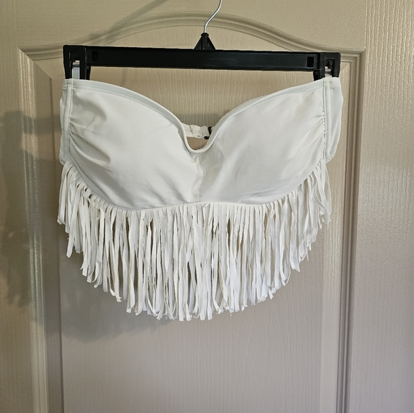 Hollister Other - Hollister Large Strapless White Swim Top With Fringe Tassell Hem